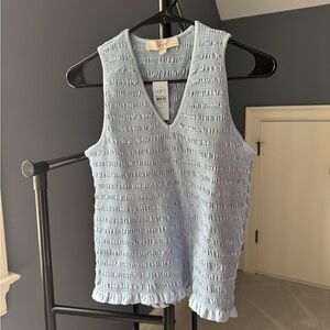LOFT MP NWT Sky Blue smocked modern Tank Top